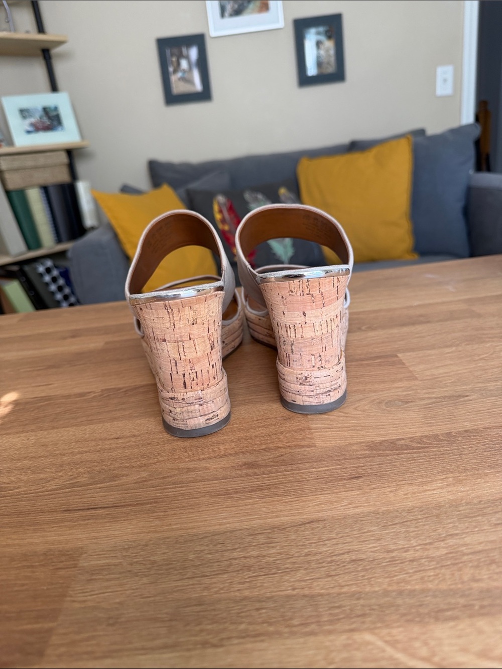 Franco Sarto Beige Suede Double-Band Platform Sandals - Picture 4 of 5